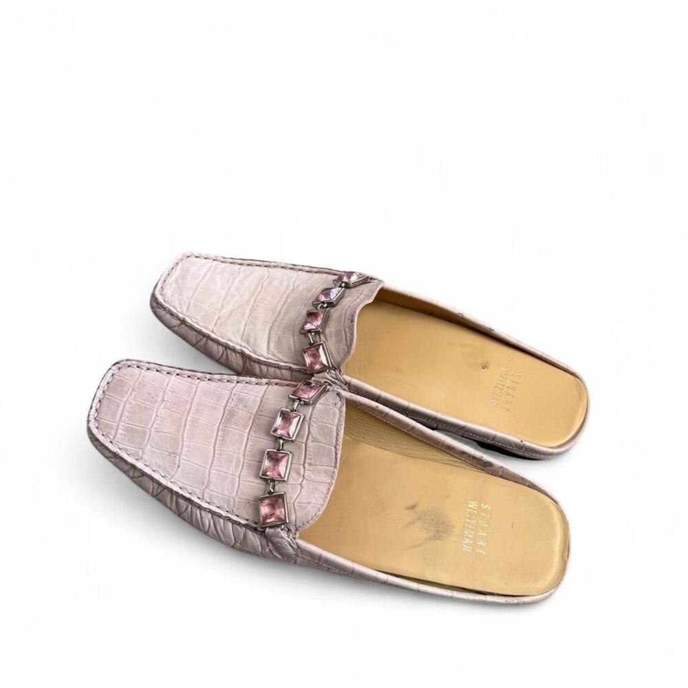 Vintage Pink Crocodile Stuart Weitzman Mules